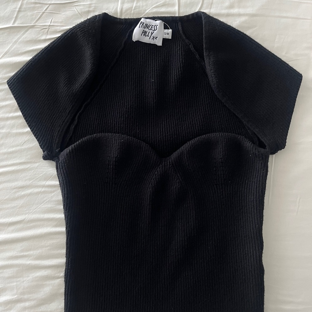 Princess Polly Elegant Black Short Sleeve Top
